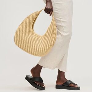 Zoey Woven Hobo Bag - Light Tan